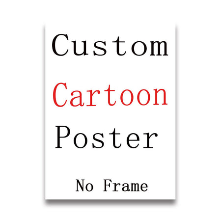 Custom Cartoon Style Your Photo Canvas Print Portrait Couple Family Pet Animal Wall Art Poster for Modern Living Room Home Decor