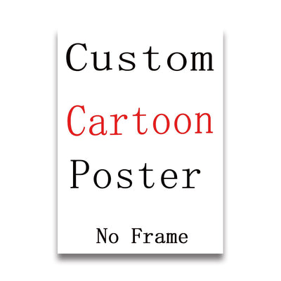 Custom Cartoon Style Your Photo Canvas Print Portrait Couple Family Pet Animal Wall Art Poster for Modern Living Room Home Decor