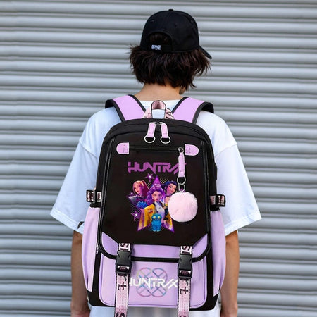 KPop Anime Movie Backpack for Demon Hunters Teenager Kawaii School Bookbag USB Charging Large Capacity Travel Slayer Rucksack