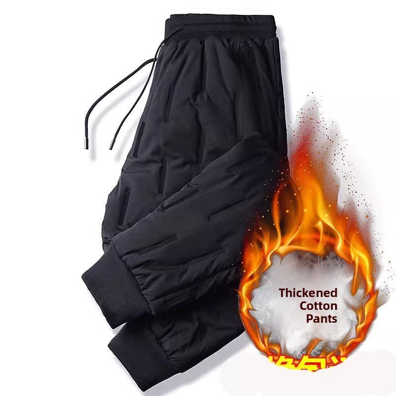 Men's Winter Thiened Fce Warm Casual Pants Windproof Outdoor Sports Wear Resistant to Dirt down Cotton Trousers