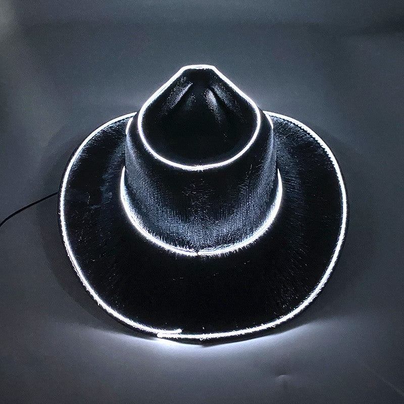 Wireless LED Western Cowboy Hat Light Up Cowboy Hat Disco Bride Pink Cowgirl Hat Concert NightClub Wedding Costumes Accessories
