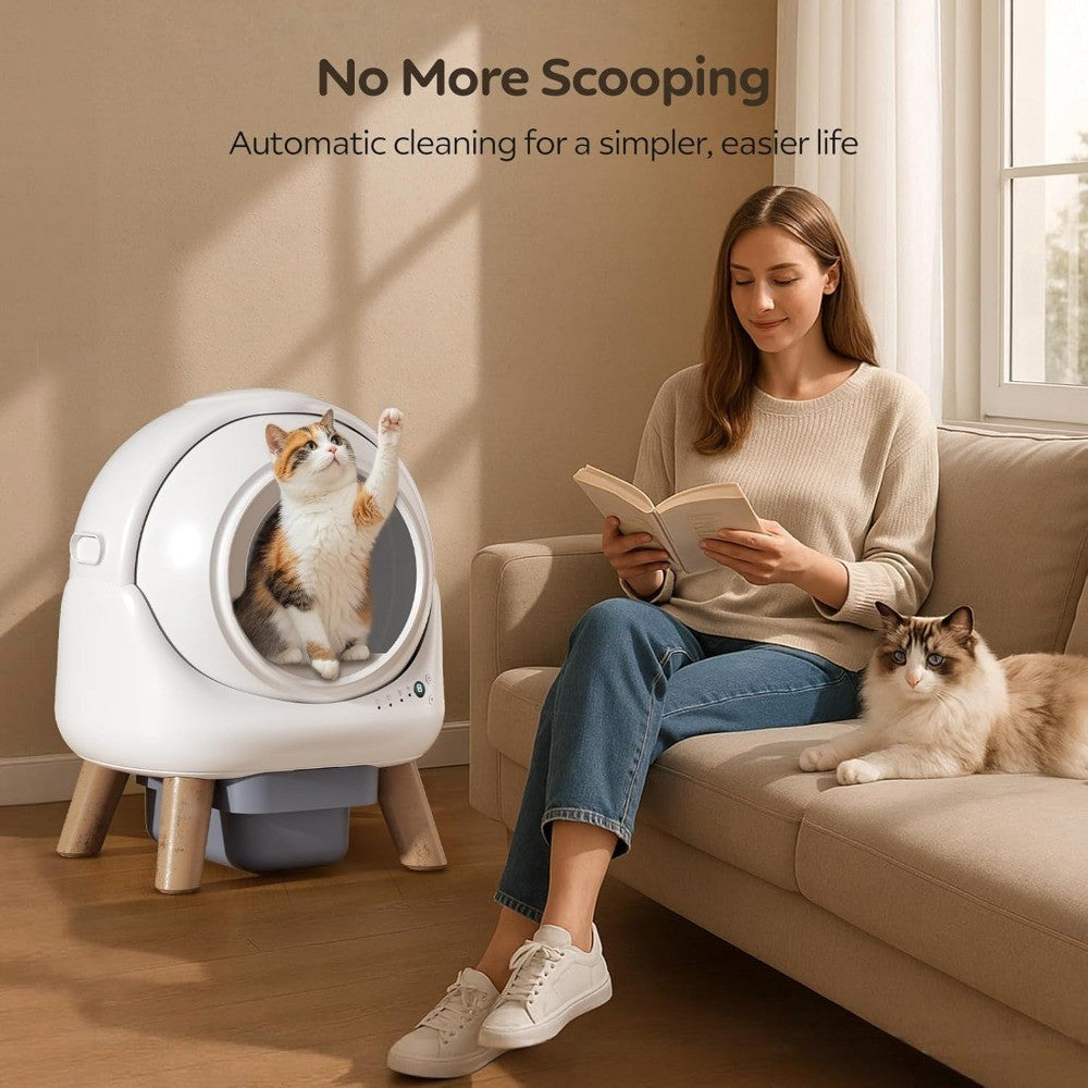Self Cleaning Litter Box,Automatic Cat Litter Box for Multiple Cats,Robot with APP Control,Smart Dual Safety Protection
