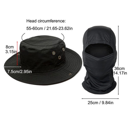 2Pcs/Set Wide-brimmed Hat Balaclava Mixed Set Men Sunscreen Boonie Cap Outdoors Hiking Camping Fishing Hat Sun Hat Fisherman Hat