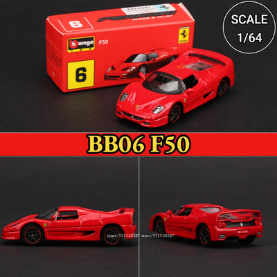 Bburago 1:64 Ferrari Mini Car Model, BB11 Enzo Metal Vehicle Replica F12tdf F40 458 488 GTB Diecast Miniature Home Decor Boy Toy