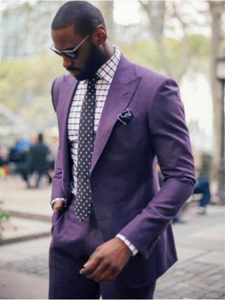 CustomizedFashion Brown Groom Tuxedos Peak Lapel Groomsmen Mens Wedding Dress Excellent Man Jacket Blazer Business Suit(Jacket+P