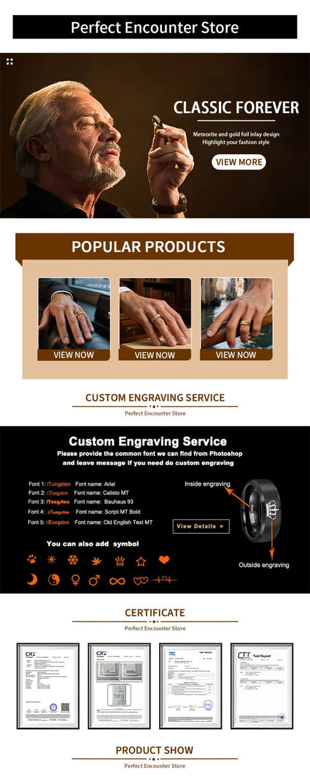 8MM Meteorite tungsten ring anillos bague homme pareja de compromiso fashion jewelry Men's wedding bands engagement rings gifts