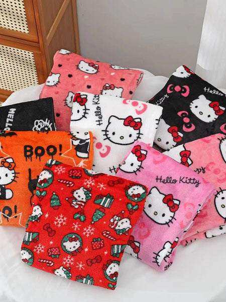 25 Autumn and Winter Halloween Hello Kitty Sleepwear Pants Sanrio Anime Warm and Soft Women's Pants Cartoon Birthday Gift