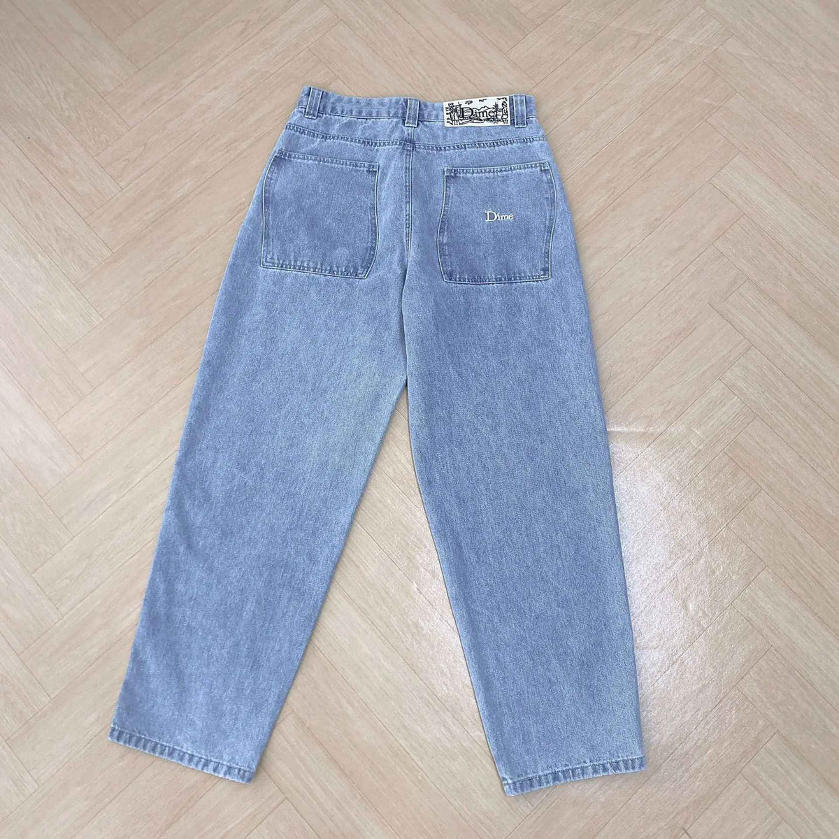 Dime Baggy Straight Leg Loose Casual Streetwear Skateboard Men's Jeans ENIM PANTS Washed Denim Long Short Hip Hop Style