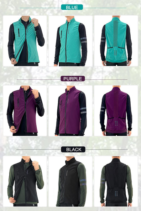 WOSAWE Mens Cycling Windproof Jacket Ultralight Windbreaker MTB Road Bike Vest Water Resistant Long Jersey with 2 way YKK zipper