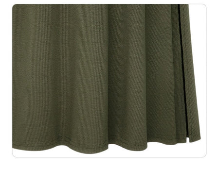 Plus size women's fashionable knitted half skirt high waist slit A-line skirt high stretch ankle length mid length skirt