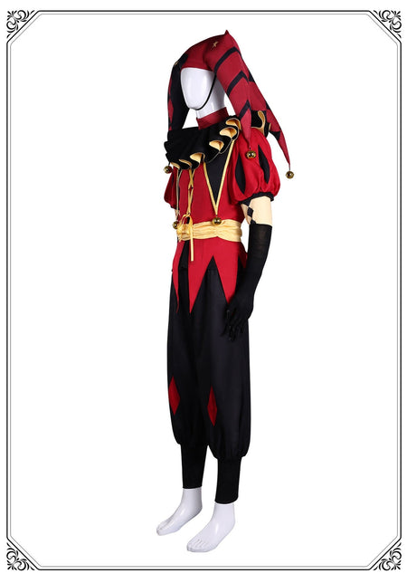 The Freak Circus Pierrot Jester Harlequin Cosplay Costume for Game Adult Clown Joker with Mask Halloween Carnival Outfits