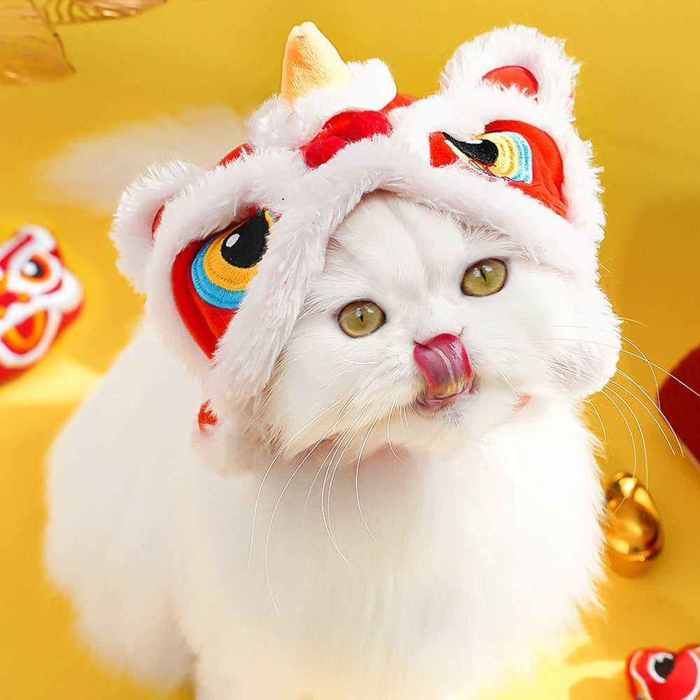 Pet New Year's Tiger Head HatAutumn and Winter Warm Dogs and Cats Funny Transform Headgear Headwear Supplies