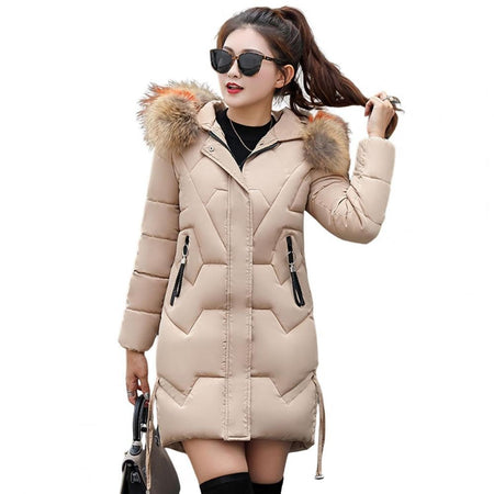 Fashion Coats Winter Jacket Women Parka New 2024 Hooded Long Female Coat Solid Color Windproof Outwear Parka