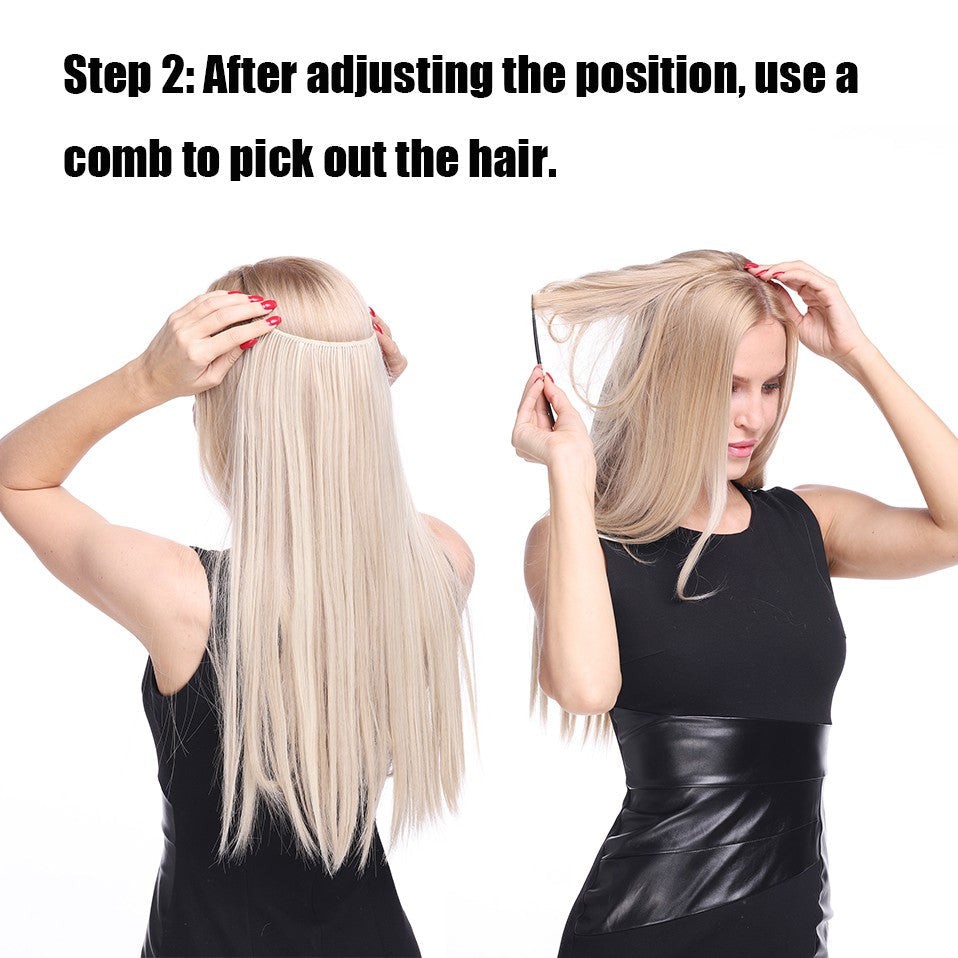BENEHAIR Synthetic Invisible Wire No Clips In Hair Extensions Secret Fish Line Hairpieces Hair Extensions Fake Hair For Women