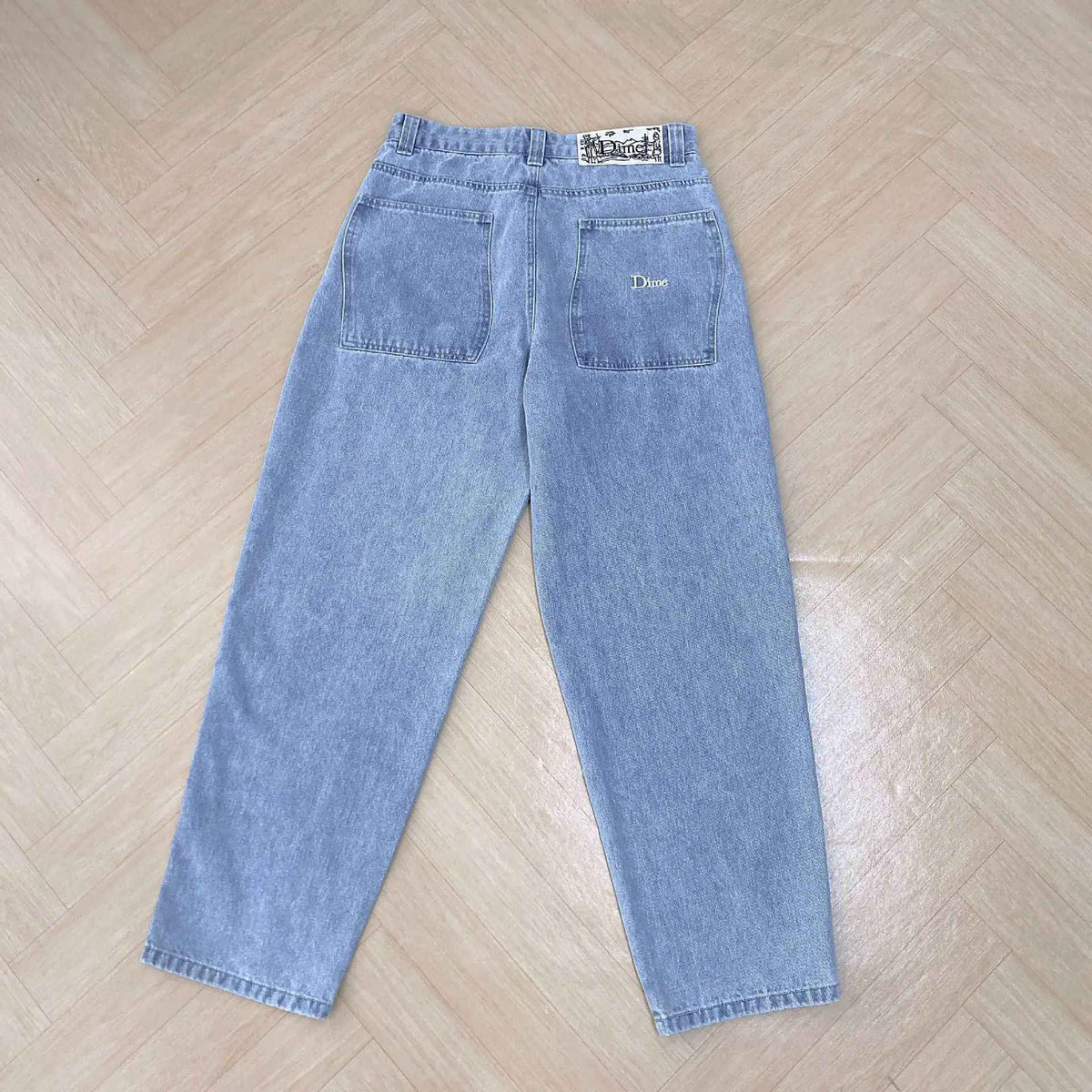 Dime Baggy Straight Leg Loose Casual Streetwear Skateboard Men's Jeans ENIM PANTS Washed Denim Long Short Hip Hop Style