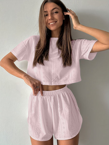 Solid Casual Pajamas For Women Two Pieces Sleepwear Women's Pajama Shorts Loungewear Sets Nightwear Female Home Suit Clothes