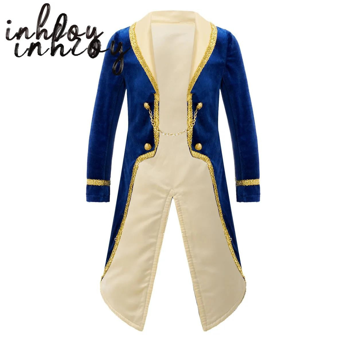 Boys Girls Prince Tuxedo Jacket Turn-Down Collar Coat Halloween Masquerade Theme Party Cosplay Costume Birthday Party Tailcoat
