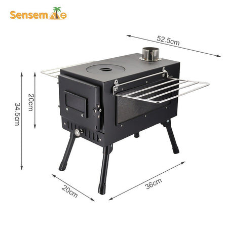Folding Camping Wood Stove,Portable Tent Heater with 5-Section Detachable Chimney,Ice Fishing Firewood Burner,Outdoor Cook & BBQ