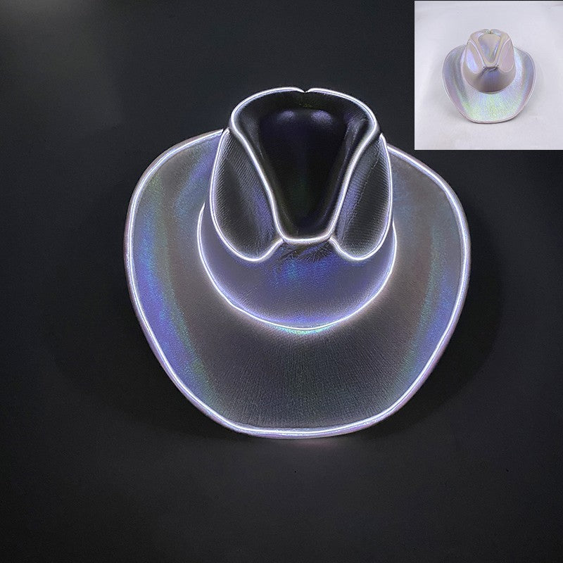 Wireless LED Western Cowboy Hat Light Up Cowboy Hat Disco Bride Pink Cowgirl Hat Concert NightClub Wedding Costumes Accessories