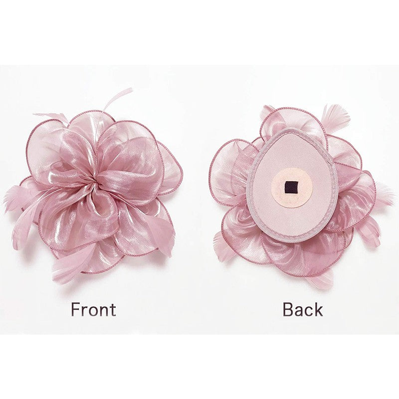 New Women's Organza Fascinators Feather Flower Kentucky Derby Hat Headdress Pillbox Hat for Wedding Tea Party Headwewar Clips