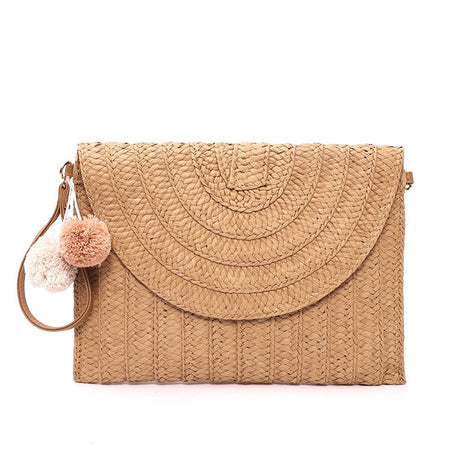 Handmade Ladies Straw Woven Bags Women Summer Holiday Beach Casual Clutch Purse Elegant Shoulder Handbag Raffia Envelope Wallets