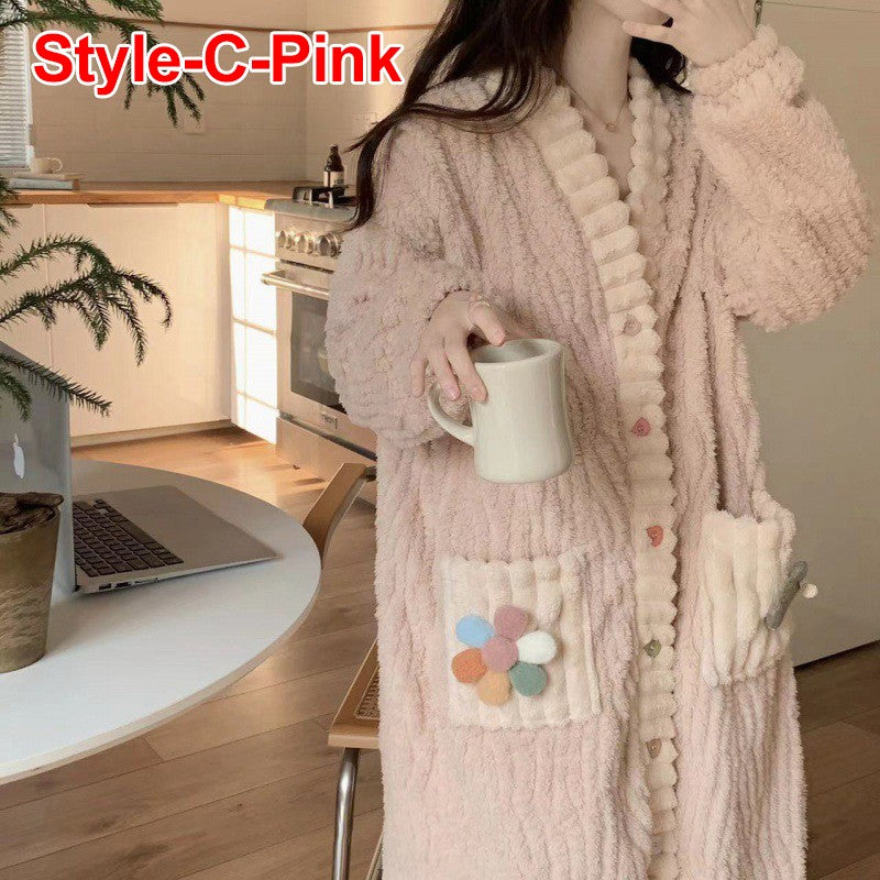Winter Women's New Pajamas Homewear Suit Women's Fall and Winter Warm Clothes Coral Velvet Leisure Pajamas Padded Homewear