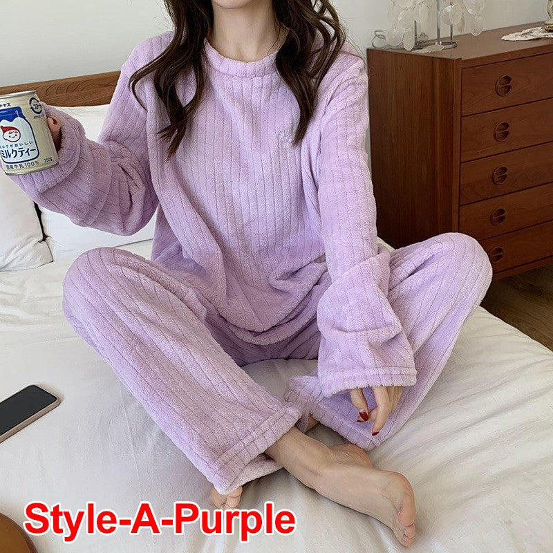 Winter Women's New Pajamas Homewear Suit Women's Fall and Winter Warm Clothes Coral Velvet Leisure Pajamas Padded Homewear