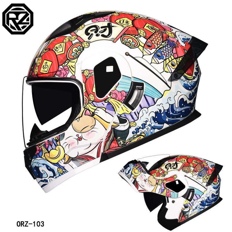 ORZ's latest high-quality motorcycle modular flip helmet ABS material dual lens full helmet DOT batch