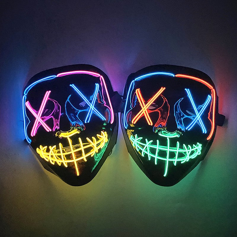 Wireless LED Purge Mask Neon Glow In Dark Scary Grimace Full Face Mask Cosplay Rave Bar Club Masquerade Carnival Party Decor
