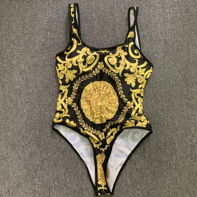 New Sexy Swimsuit Golden Floral Print Two Piece Bikini Female Brazilian Bather Bathing Suit Women Swimwear Beach biquínis