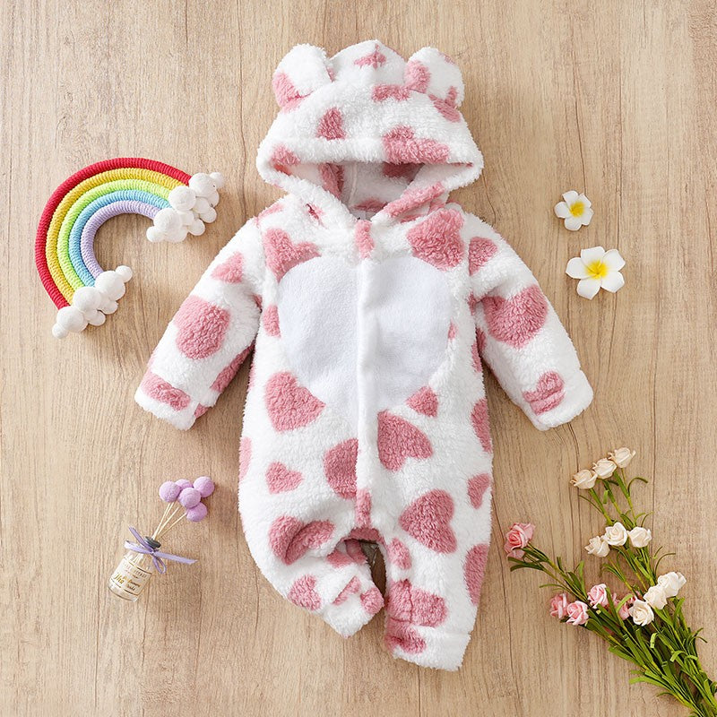 Baby cartoon happy elephant/giraffe pattern fake two casual striped long-sleeved onesies for toddlers and baby boys