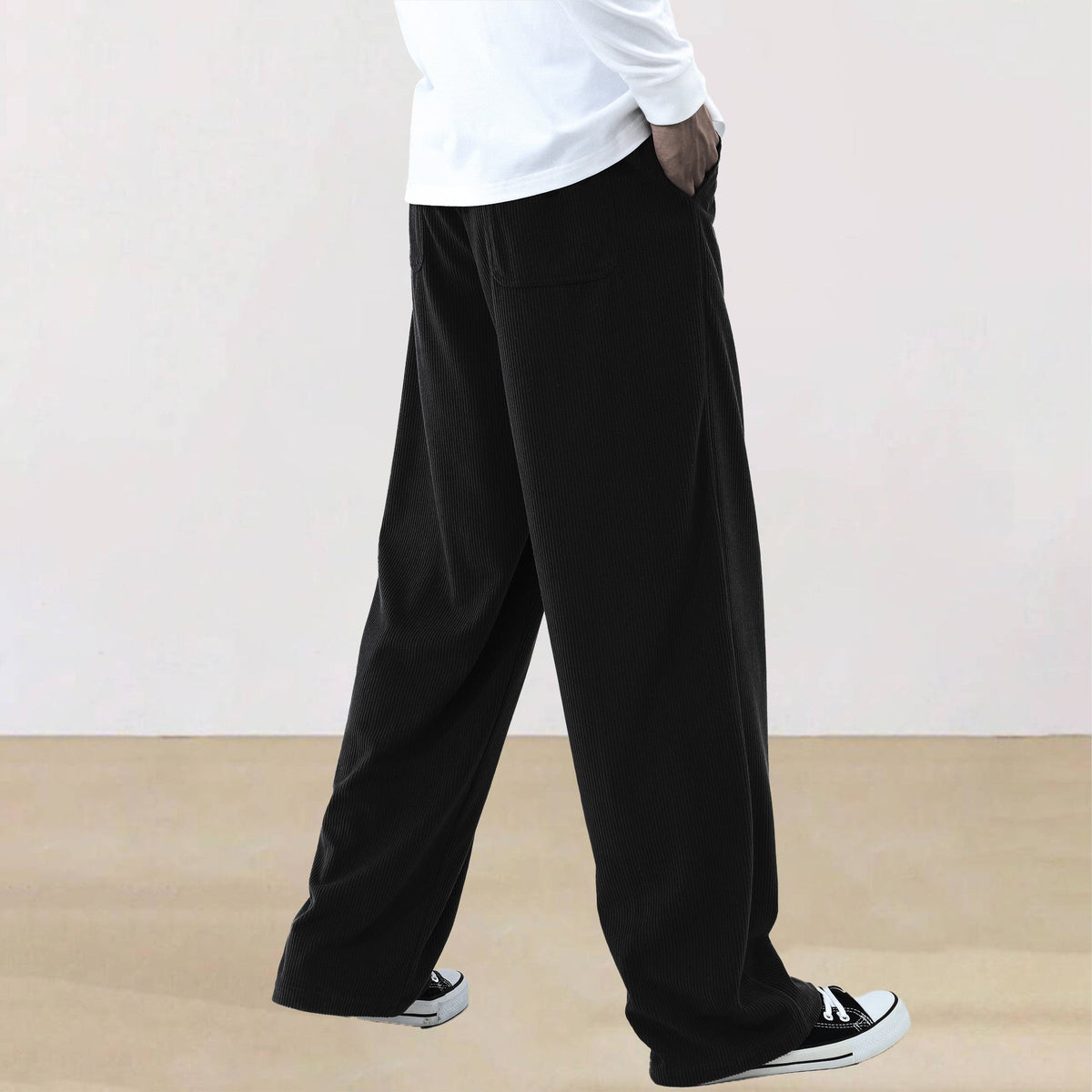 Mens Corduroy Joggers Pants Casual Cargo Pants Drawstring Elastic Waist Baggy Tapered Sweatpants with Pockets Outdoor Sweatpants