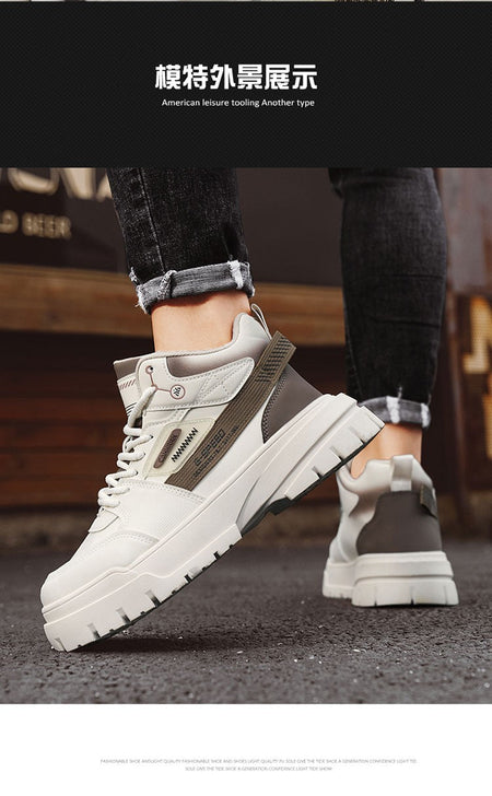 Men's autumn casual high-top sneakers, men's walking sneakers, outdoor sneakers, men's sports shoes, soft-soled walking shoes