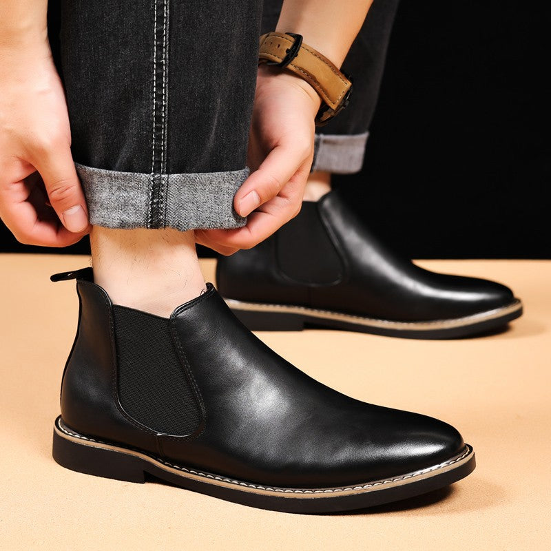 YRZL 39~47 Men Chelsea Boots Brand Retro Comfortable PU Leather Ankle Boots Men 2025 Fashion Black Brown Mens Boots