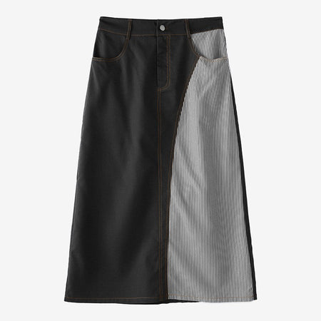 ZANZEA Women Plus Size Skirts High Waist Denim Striped Long Skirt Casual Vintage Big Size Skirt Summer Pockets Fashion Bottoms