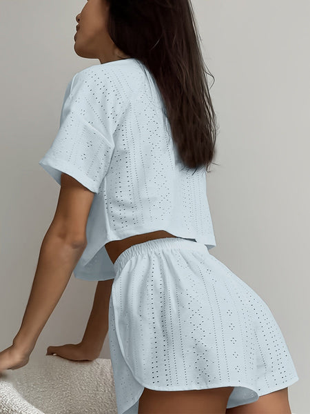 Solid Casual Pajamas For Women Two Pieces Sleepwear Women's Pajama Shorts Loungewear Sets Nightwear Female Home Suit Clothes