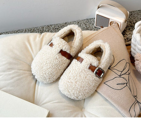 Winter Children's Shoes 2025 New Girls Fluffy Cotton Shoes Soft Bottom Non-slip Kids Fashion Simple Plush Shoes Trend Versatile