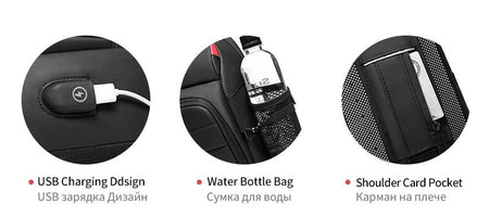 Men's Chest Bag Sling Bags for Men Waterproof Messenger Handbags Crossbody Shoulder Bag with USB Charging Husband Gift Bolsas