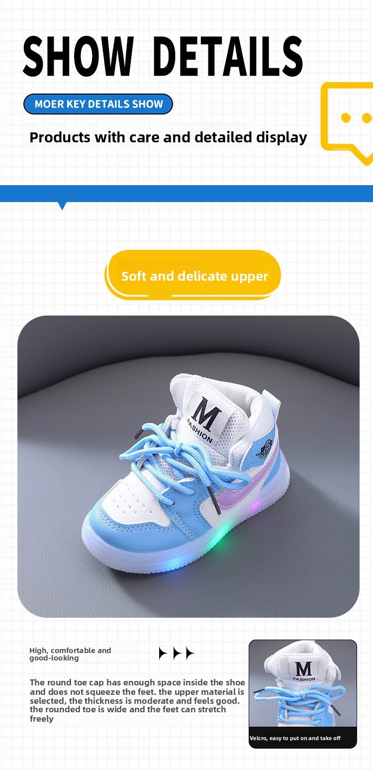 Children Shoe Spring and Autumn Boys Girls Lighted Sneakers Glowing Shoe Soft Soled Breathable Casual Infant Toddler Shoes