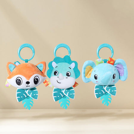 Baby Toy Cartoon Animal Stuffed Hanging Rattle Toys Baby Bed Crib Car Seat Travel Stroller Soft Plush Toys with Wind Chimes Gift