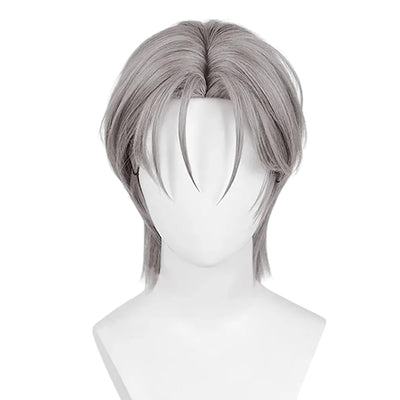 Unisex Short Blonde Wig for Cosplay Costumes Synthetic Fiber Wig with Bangs Halloween Party Anime Wig