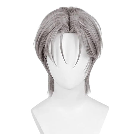 Unisex Short Blonde Wig for Cosplay Costumes Synthetic Fiber Wig with Bangs Halloween Party Anime Wig