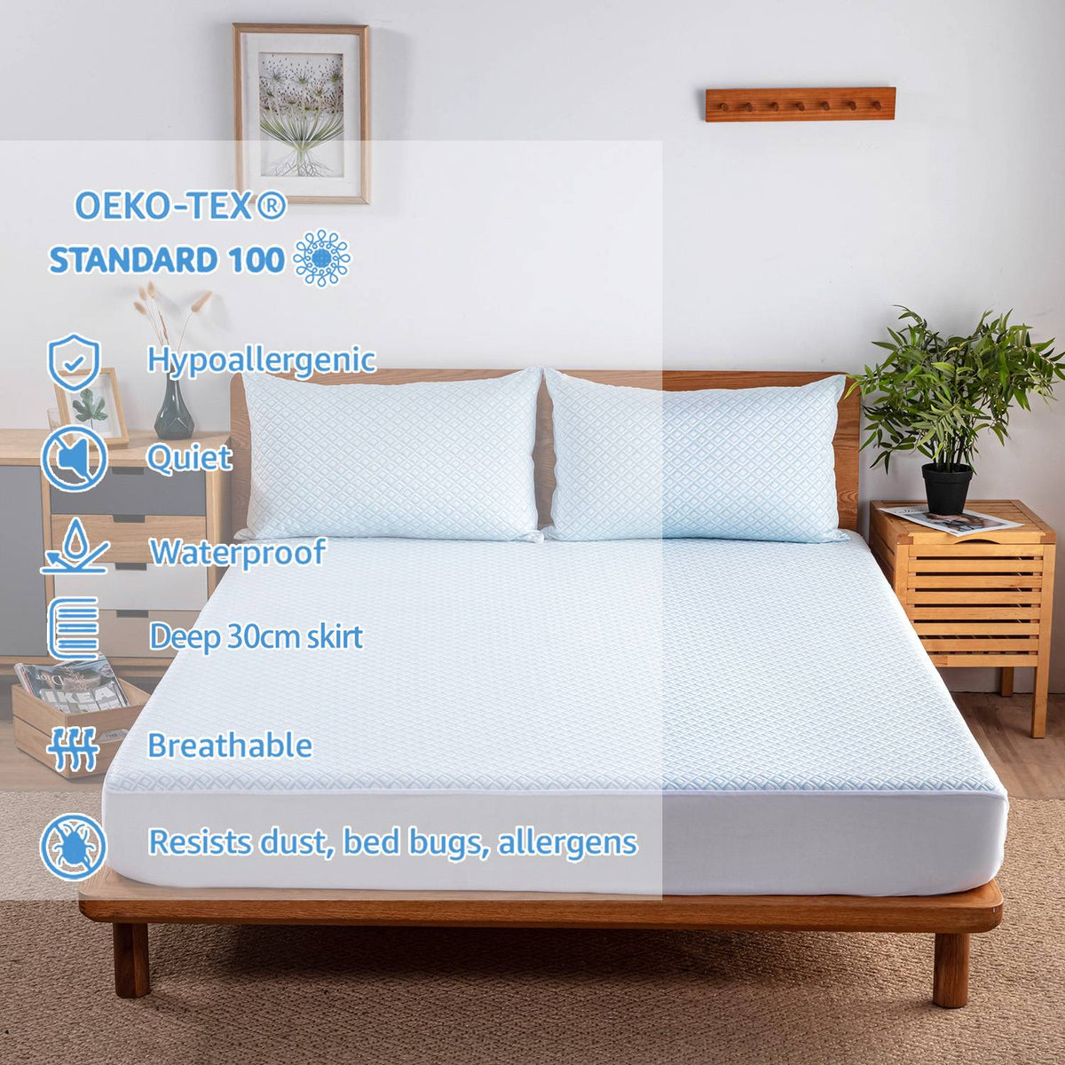 Ice Silk Cooling Fabric 3d Air Layer Waterproof Mattress Covers Fitted Sheets Thick Mattress Protector for Single Double King