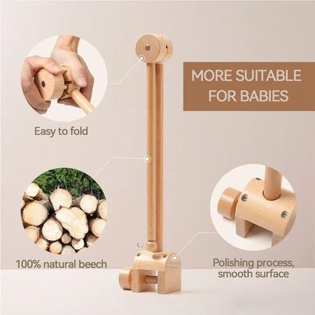 Crib Bell Rotary Music Box with Songs 0 12 Months Baby Bed Hanging Bell Toy Motor Accessory Pendant Toy Nursery Plays Wood Grain