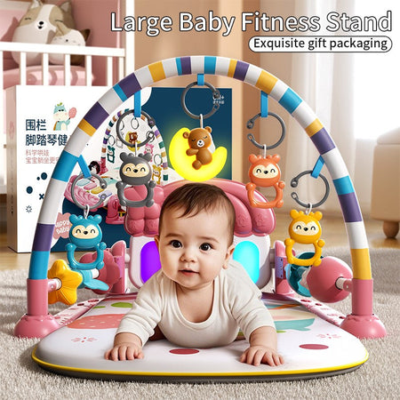 YIMI Baby Play Gym Mat Newborn Musical Playmat Colourful Musical Piano Toy Music Hanging Toy Crawling Blanket