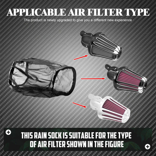 Motorcycle Rain Sock Air Filter Cover Waterproof Protective Cover Black For Harley Touring Dyna Softail Sportster 883 1200 48 72