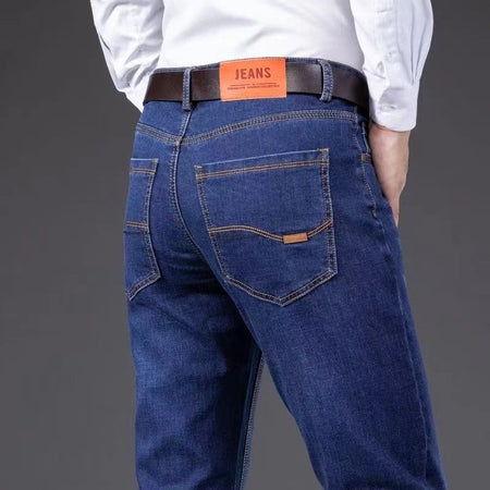 2025New Business Men's Jeans Casual Straight Stretch Fashion Classic Blue Black Work Denim Trousers Male Brand Clothing