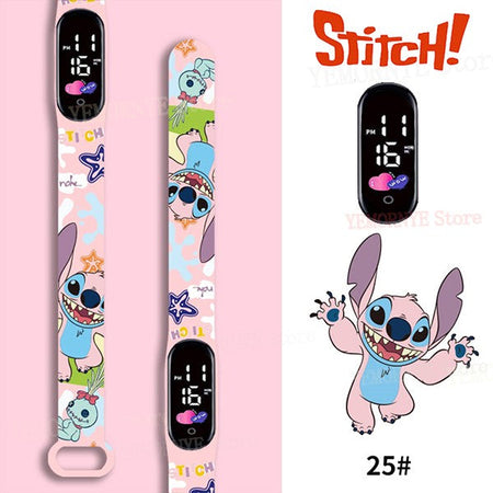 Disney Stitch Digital Kids' Watches Anime Figures LED Luminous Watch Touch Waterproof Electronic Sports Watch Kids Birthday Gift