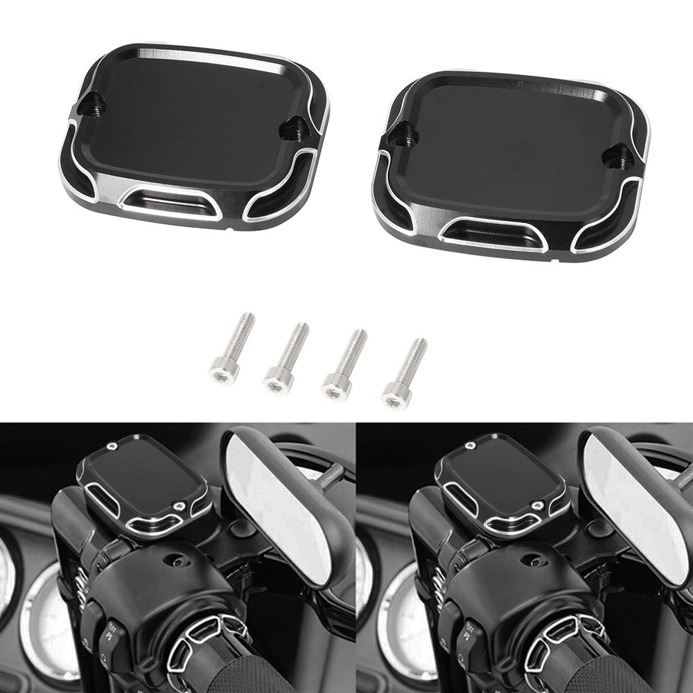 Motorcycle CNC Brake Reservoir Master Cylinder Cover F&R For Harley Touring Road King Street Electra Glide Ultra V-Rod Night Rod