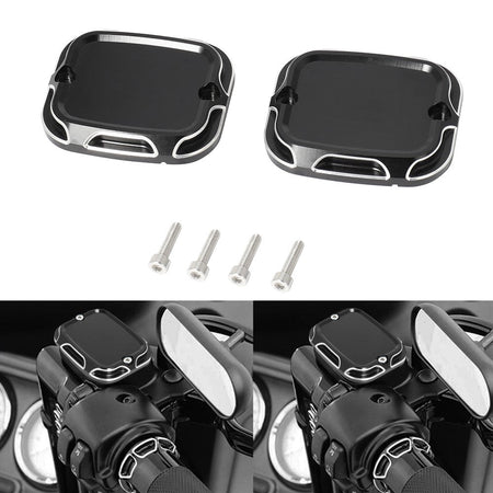 Motorcycle CNC Brake Reservoir Master Cylinder Cover F&R For Harley Touring Road King Street Electra Glide Ultra V-Rod Night Rod